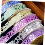 SallyFashion Lace Washi Tape, 6 Roll Lace Pattern Glitter Bling Self Style-2