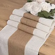 Burlap Table Runner - Farmhouse Style 108 Inches Long Natural Jute Rustic Runner for Country Wedding Party, Dining, Coffee Table, Dresser Cover Decor