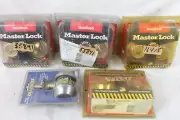 5 NEW NIB Deadbolt Masterlock E-Z Set Single Cylinder Bright Brass Master Lock