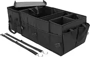 Car Boot Organiser, Boot Bag, Foldable Car Organiser Boot with Compartments, Non-Slip Base, Adjustable Safety Straps, Approx. 78 x 31 x 30.5 cm, Folding Lid