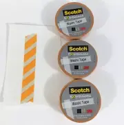 Lot Of 3 Scotch Washi Tape Orange Diagonal Stripes Crafting Supply Journaling