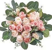 Ageomet 24pcs Rose Artificial Flowers, Silk Flowers with Stems Fake Flowers Bouquet Wedding Centerpieces Party Table Floral Arrangements Home Bridal Decor