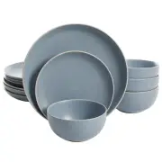 Gibson Home Rockaway 12-Piece Stoneware Dinnerware Set - Blue