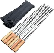 qwmvhfg， Kebab Skewers, 6pcs BBQ Skewers 50cm V-Type Long Handle Shish Kebab Barbecue Grill Stick Wood BBQ Fork