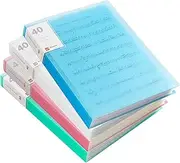 4 Pcs 40 Pockets Presentation Display Book Folder with Clear Sheet Protectors, 4 Colors A4 Waterproof Folder Binder Display 80 Pages Bound Sheet Protector for Document, Sheet Music, Photo, Certificate