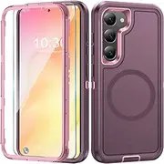 Mobile Phone Case for Samsung Galaxy S23 Plus Case with Screen Protector, 360° Shockproof Robust Armour Case for Samsung S23 Plus 5G Case Cover Protective Case with Magnetic (Purple, for Samsung