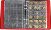 Pressed Penny Holder for Pence Cents, Coin Collection Album, 10 Pages 360 Pockets Coin Storage for Collectors, Loose Leaf Penny Collection Album with Wear Resistant Leather Cover (Red)