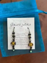 Fleurs Jolies Handcrafted in USA Earrings Semi-Precious Stones and Vintage Parts