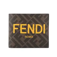 在飛比找momo購物網優惠-【FENDI 芬迪】FF Logo 塗層帆布內拼色對開8卡短