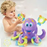 Octopus Bath Toy with 5pc Hoopla Ring Floating Water Soft Rubber A11