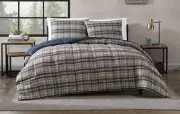 Eddie Bauer Suede Textured Duvet Cover & Sham Sets (Rugged Plaid-Beige Brown)