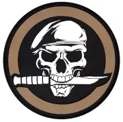 PVC Military Skull Morale Patch 2 3/4"x2 3/4" Hook & Loop Rubberized Patch