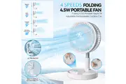 Folding Telescopic 4.5W Portable Height/Tilt Adjustable Rechargeable Cordless Fan