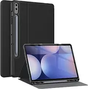 [Soke] Galaxy Tab S10 Plus/S9 Plus/S9 FE Plus Case with S Pen Holder- Shockproof Smart Folio Stand Case, Soft TPU Back Cover for Samsung Galaxy Tablet S10+ 12.4 Inch, Black
