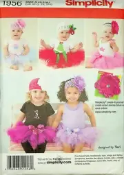 Simplicity 1956 Size A XS-L Babies Tutu & Appliques Sewing Pattern (See Desc)