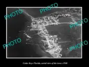 OLD POSTCARD SIZE PHOTO CEDAR KEYS FLORIDA, AERIAL VIEW OF THE TOWN c1940
