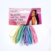 Swosh Metal Elastic Free Hair Ponytail, Pastel, Neutral and Bright Colour (Pack of 60)