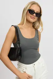 Grey Supersoft Top U Neck Sleeveless - Size 16XL, Women's Tank