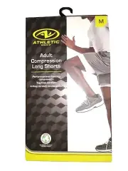 AW Adult Compression Long Short, Size Medium White w/ Black Waist New