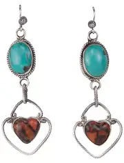 Navajo Native American Turquoise and Coral Earrings by Richard Jim SKU229923