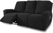 NORTHERN BROTHERS Recliner Couch Cover, Stretch Recliner Sofa Covers 3 Seater, Machine Washable Reclining Couch Covers, Furniture Protector Sofa Recliner Cover for Dog Kid, Black
