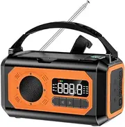 12000mAh Emergency Weather Radio with 2 Solar Panels Solar Hand Crank AM/FM/NOAA Weather Radio Flashlight Reading Lamp Power Bank SOS Alarm, for Camping Hiking Tents