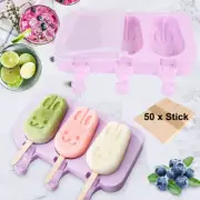 Silicone Frozen Ice Cream Molds Juice Popsicle Maker Lolly Pop Mould 3-Cells