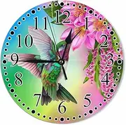 KEEPSUPER Clock Hummingbird Wall Clock 10 Inch Battery Operated Clock Silent Non-Ticking Modern Clocks Decorative for Home Kitchen Living Room Bathroom Office