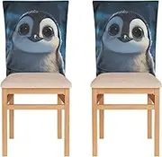 Cute Penguin Big Eyes Chair Back Cover 6 Pack Washable Dining Chair Slipcovers