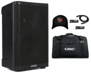 QSC CP8 Active 8" 1000W 2-Way Powered Loud Speaker + Carrying Bag + Cable & Hat