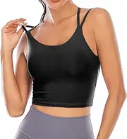 [Lelinta] Padded Sports Bra for Women Workout Fitness Running Crop Yoga Tank Tops with Built in Bra Camisole Longline Shirts