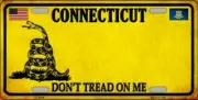 CONNECTICUT DON'T TREAD ON ME FLAG METAL AUTO TAG LICENSE PLATE 6X12 (NEW)