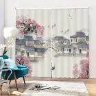 Ink Bridge Nice House 3D Curtain Blockout Photo Printing Curtains Drape Fabric