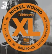 D'Addario EXL140-3D Nickel Wound Electric Guitar Strings, Light Top-Heavy Bottom, 10-52, 3 sets