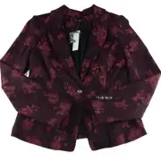 WHBM Women's Rose Jacquard Blazer Suit Jacket Size 10 Grenadine Black One Button