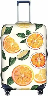 [Pvinnk] citrus fruit pattern Print Protective Luggage Cover Elastic Washable Suitcase Protector Travel Gear Protector, White, Small