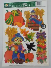 VINTAGE Color Clings - Fall Scarecrow Thanksgiving Static Window Decoration