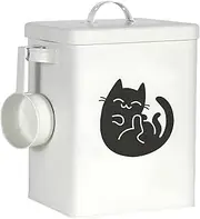 MOTRAIN Farmhouse Airtight Pet Food Storage Container, Metal Cat Food Storage, Bucket for Cat Food, Durable Bin with Lid & Scoop for Cat Treats & Dry Food