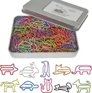 100 Pcs Cute Paper Clips Assorted Colors, Animal Shaped Paperclips, Office Gifts