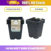 24x Black Square Seed Starter Pots Garden Nursery Growing Container Pots 9.5X9CM