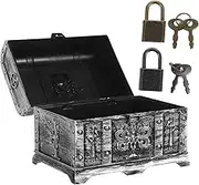 JECOMPRIS Boy Girl Treasure Chest for Halloween Parties Lockable Storage Box for Jewelry Toys Keepsakes Unique Home Decoration Fun Party Favor