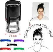 Custom Face Stamp, Personalized Portrait Stamper, 3cm Self-Inking with Photo Text Customized Dog Cat Teacher School Office Business Rubber Inked Stamps for Kids Lover Friends Family Pet Memorial