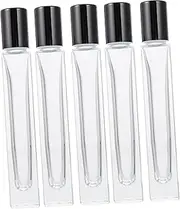 Beavorty 5Pcs Glass Roller Bottles Empty Essential Oil Bottles with Cap for Perfume and Blends Travel Friendly and Refillable