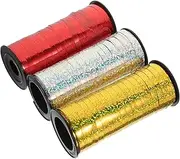 PEPLAYTAL 3 Rolls Metallic Curling Ribbon Shiny Balloon Ribbon for Present Wrapping and Crafts Yards Each Silver and Red for Weddings Parties and DIY Projects