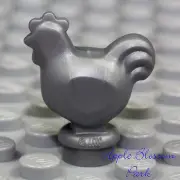NEW Lego Minifig SILVER CHICKEN STATUE Flat Gray Farm Bird Animal Castle Rooster