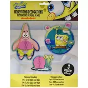 SPONGEBOB SQUAREPANTS 3 PIECE PARTY DECORATION HONEYCOMB HANGING CHARACTERS NEW