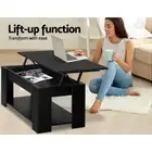 Coffee Table Storage Shelf Lift Up Top Side Desk Space Saving Furniture Black