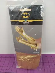 Batgirl Gloves Accessory for Women, Long, One-Size, Metallic Gold, Black Logo