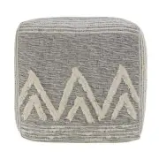 HomeRoots Amelia Gray Polyester Square Cube Ottoman