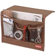Bedside Organizer, Bedside Storage Caddy Organizer with Hanging Pocket, Brown